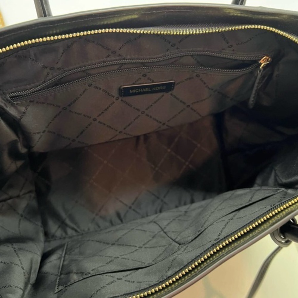 MICHAEL MICHAEL KORS Avril Extra-Large Leather Top-Zip Tote Bag black gold - Picture 6 of 12